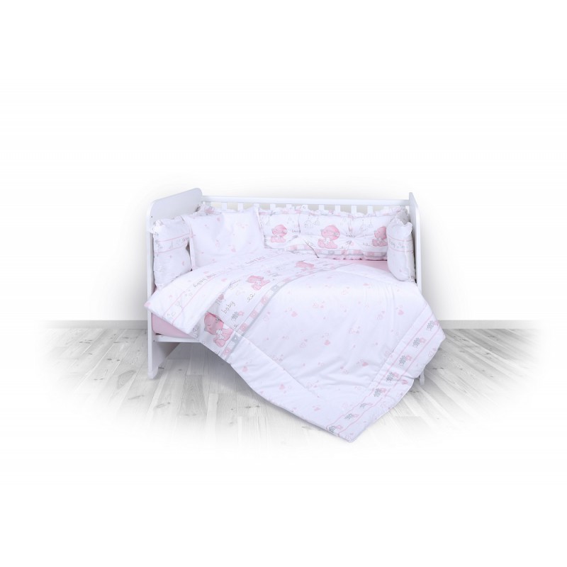 Set lenjerie pat bumbac  ranforce 8 piese 70 x 140 cm My Baby Pink