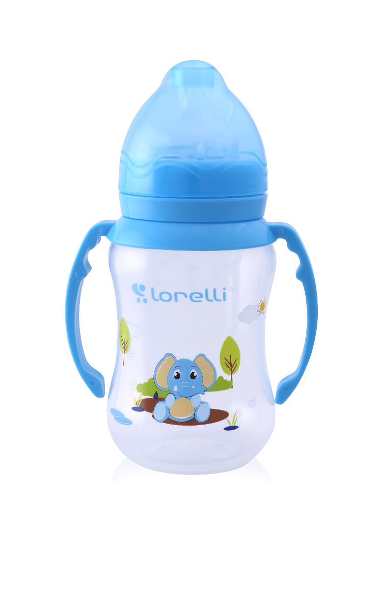 Biberon cu gat larg si cu manere 250 ml Animals