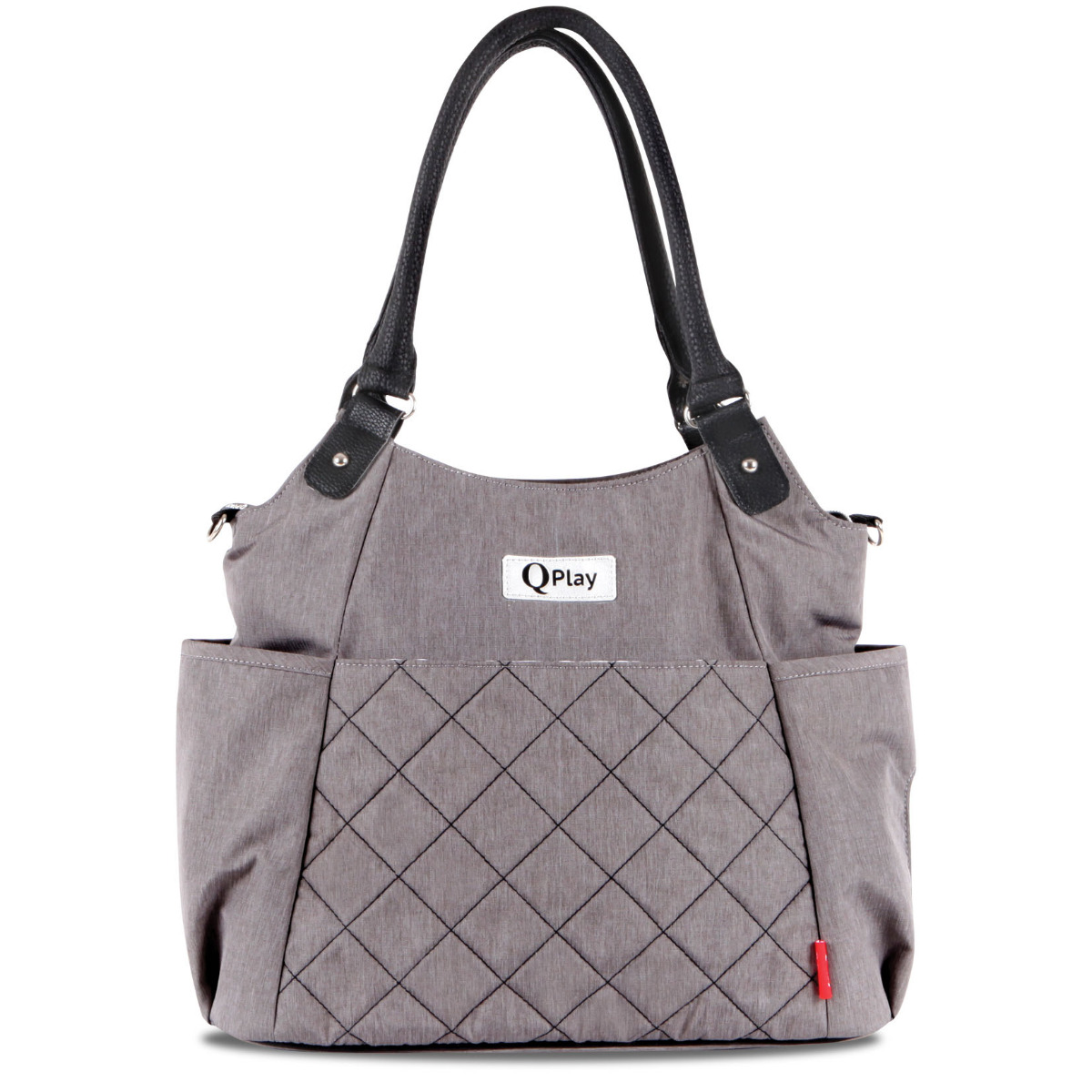 Geanta accesorii bebelusi, Qplay Tote, multiple compartimente, Light Grey