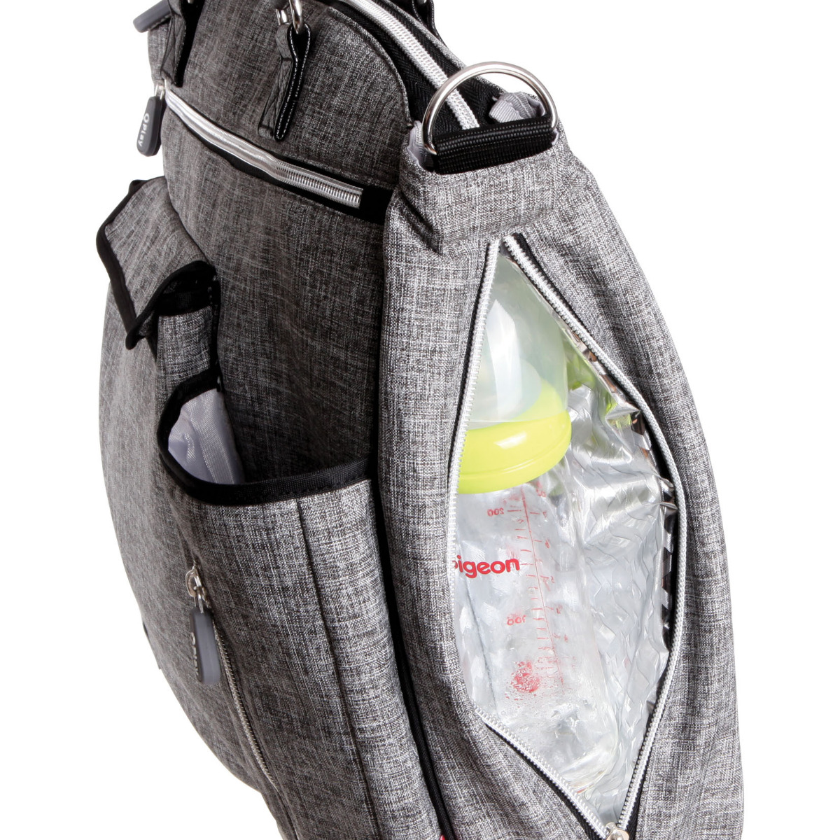 Geanta accesorii bebelusi, Qplay Practical, buzunare izoterme, Light Grey image 5