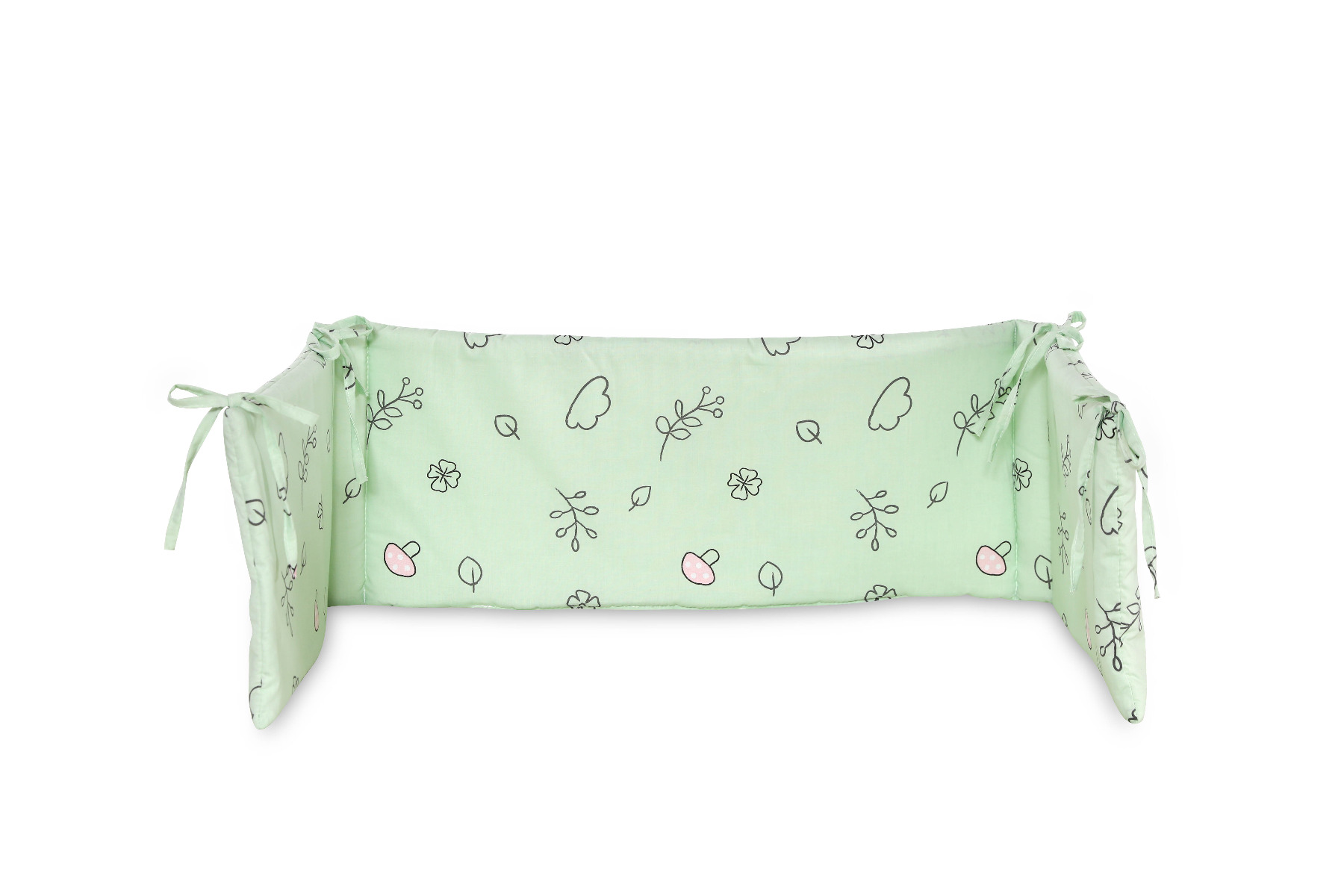 Protectie laterala pat, 140 x 27 cm, bumbac ranforce, Lamb Green