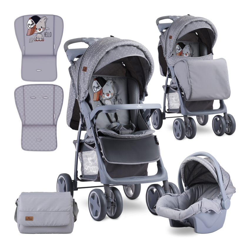 Carucior Set 2 in 1, Foxy, cos auto inclus, Grey Cool Cat