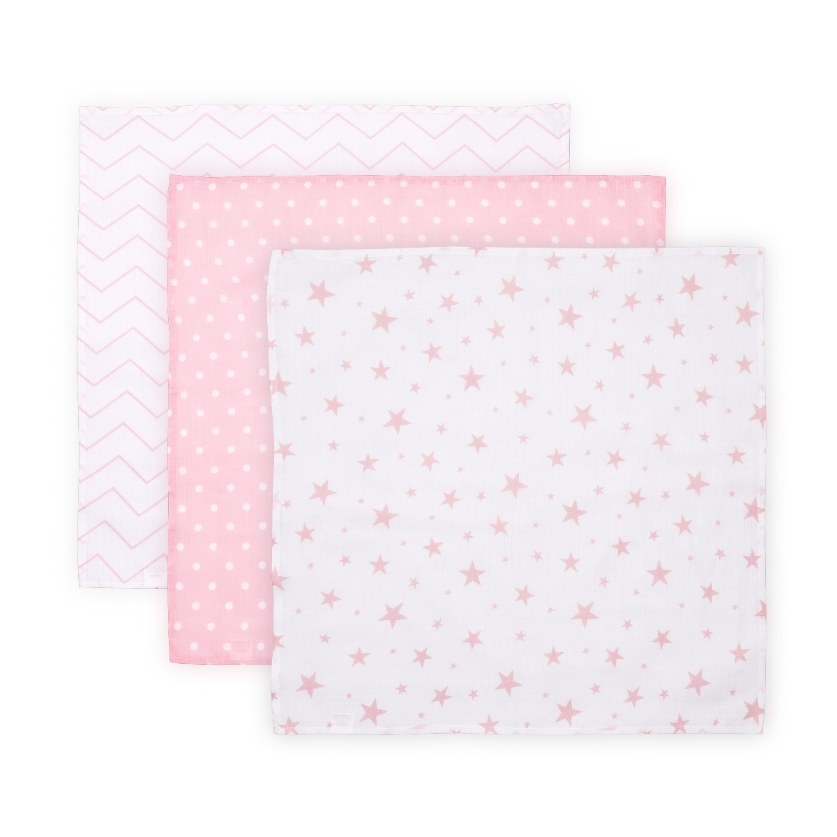 Set 3 scutece pled muselina, 80 x 80 cm, Pink Mix image 1