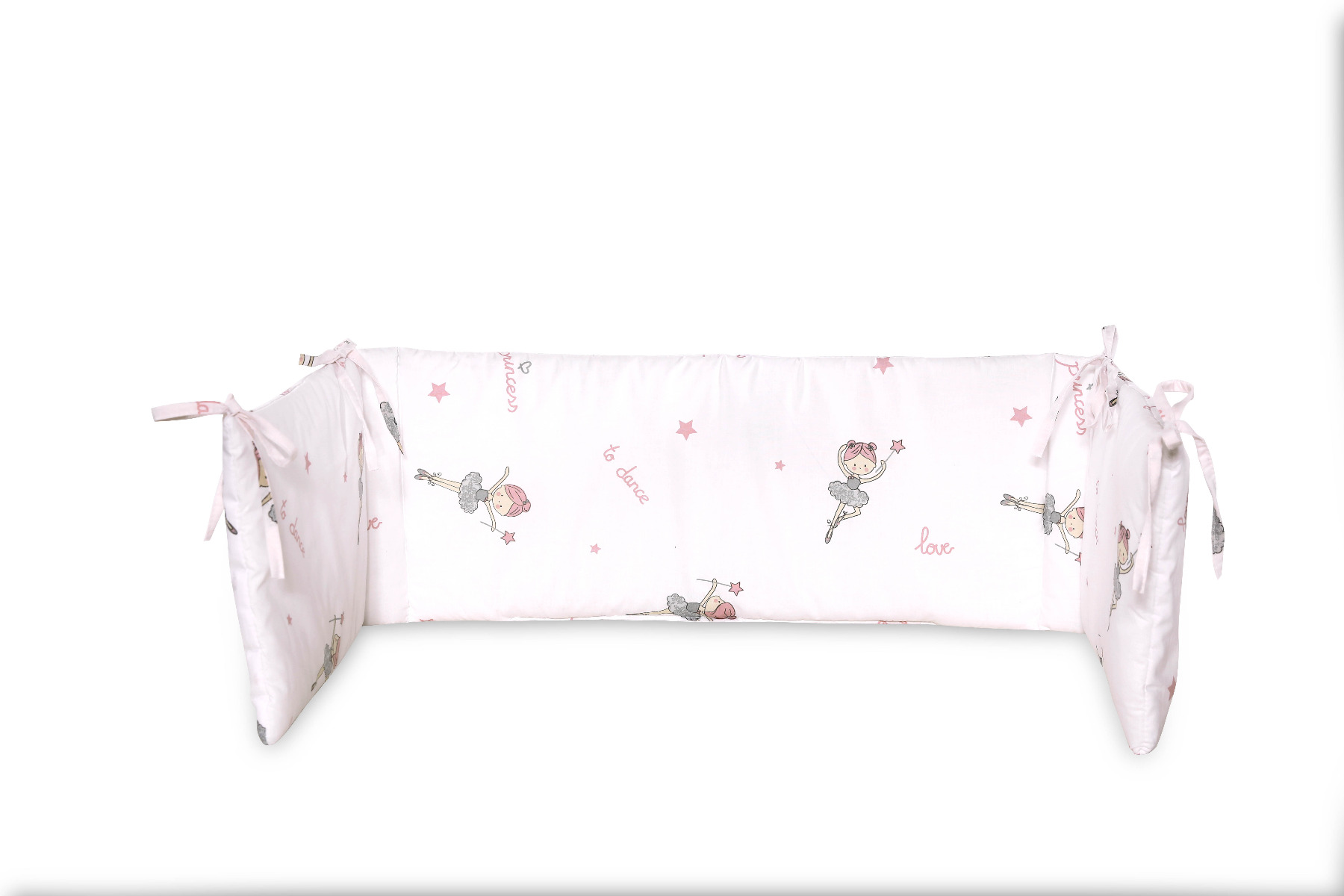 Protectie laterala pat, 140 x 27 cm, bumbac ranforce, Ballet Pink