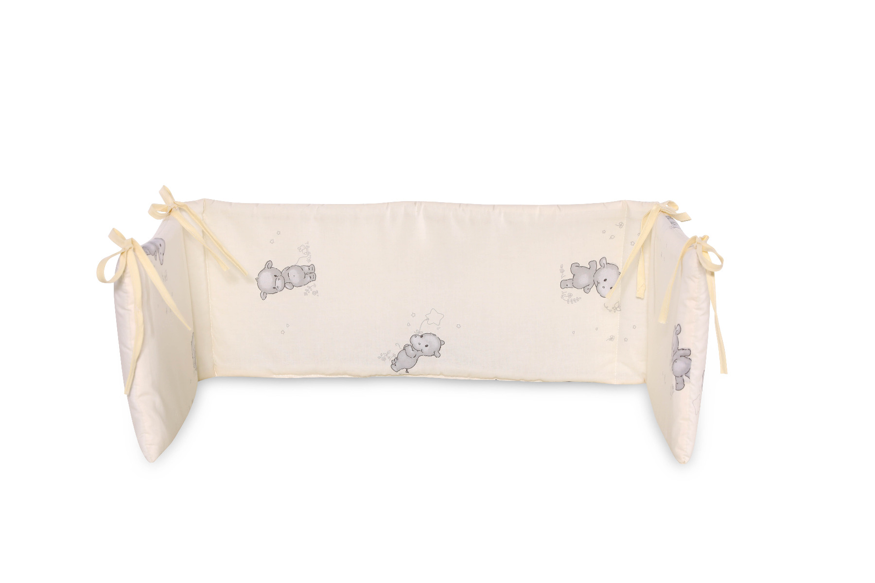 Protectie laterala pat, 140 x 27 cm, bumbac ranforce, Happy Hippo Beige