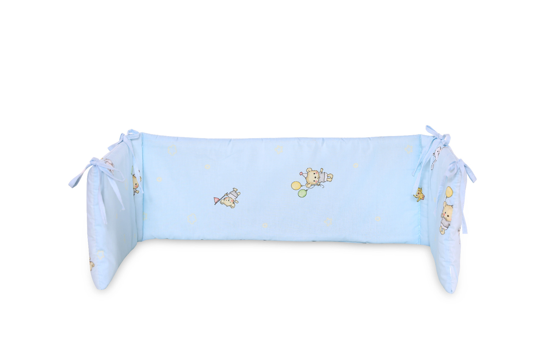 Protectie laterala pat, 140 x 27 cm, bumbac ranforce, Bear Party Blue