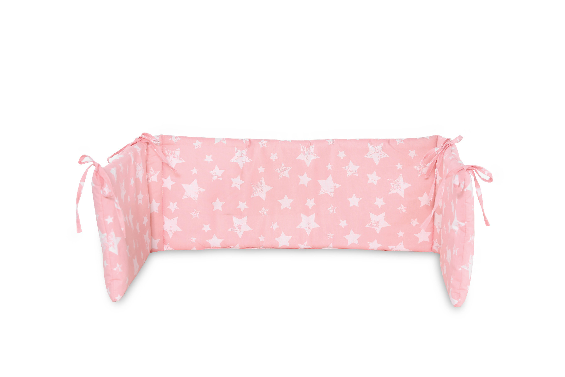 Protectie laterala pat, 140 x 27 cm, bumbac ranforce, Little Stars Pink