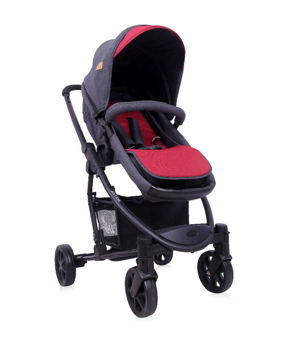 Carucior transformabil 2 in 1, Aster, Black & Red image 1