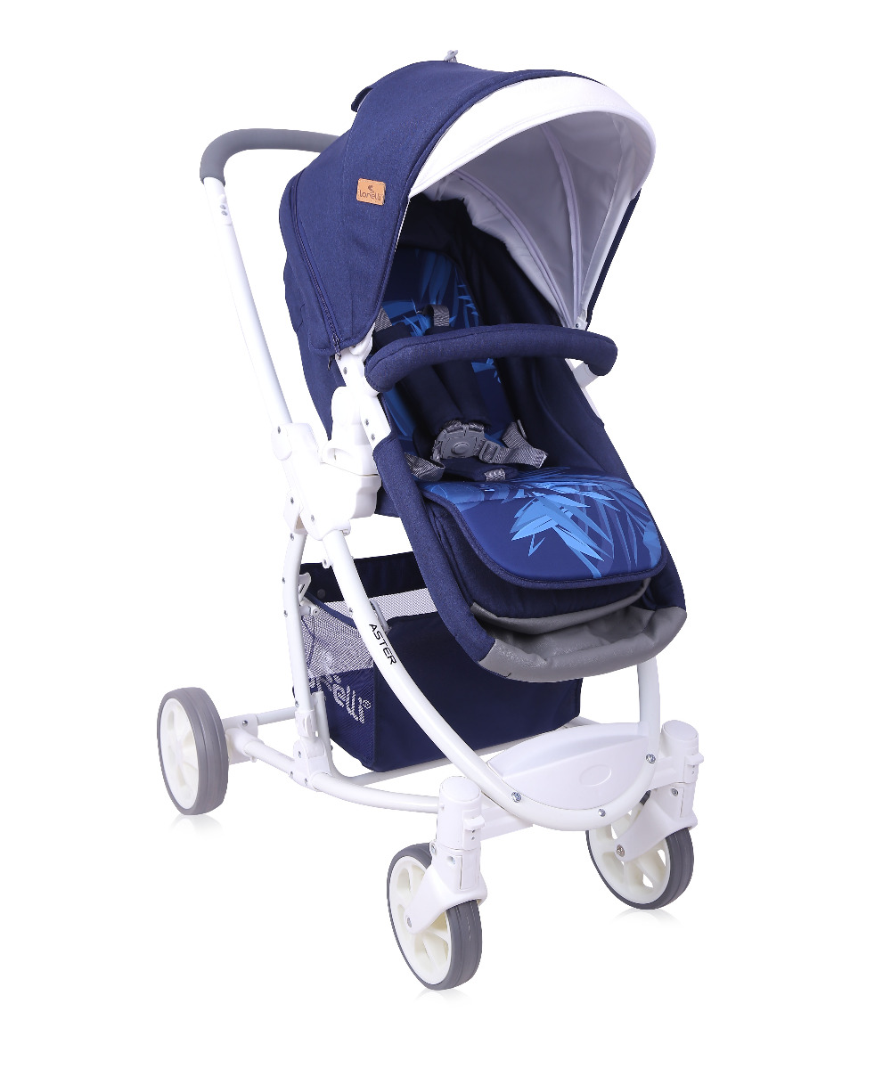 Carucior transformabil 2 in 1, Aster, Dark Blue Flowers image 1