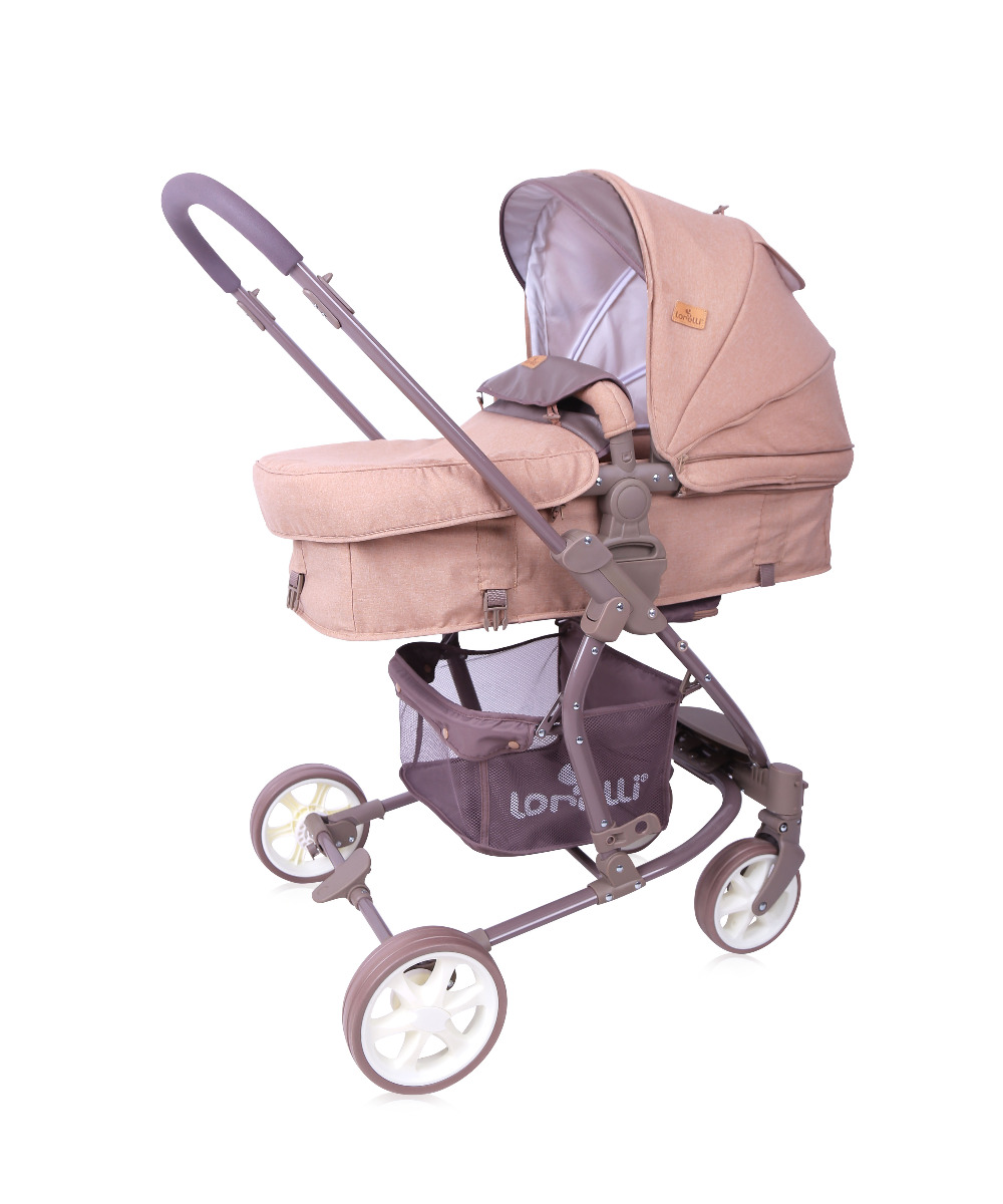 Carucior transformabil 2 in 1, Aster, Beige & Brown Lines image 2