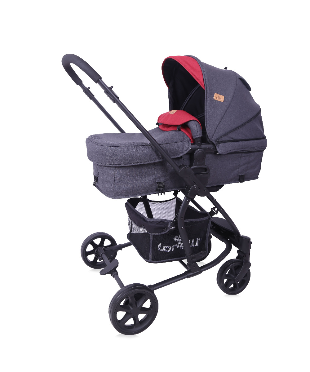 Carucior transformabil 2 in 1, Aster, Black & Red image 2