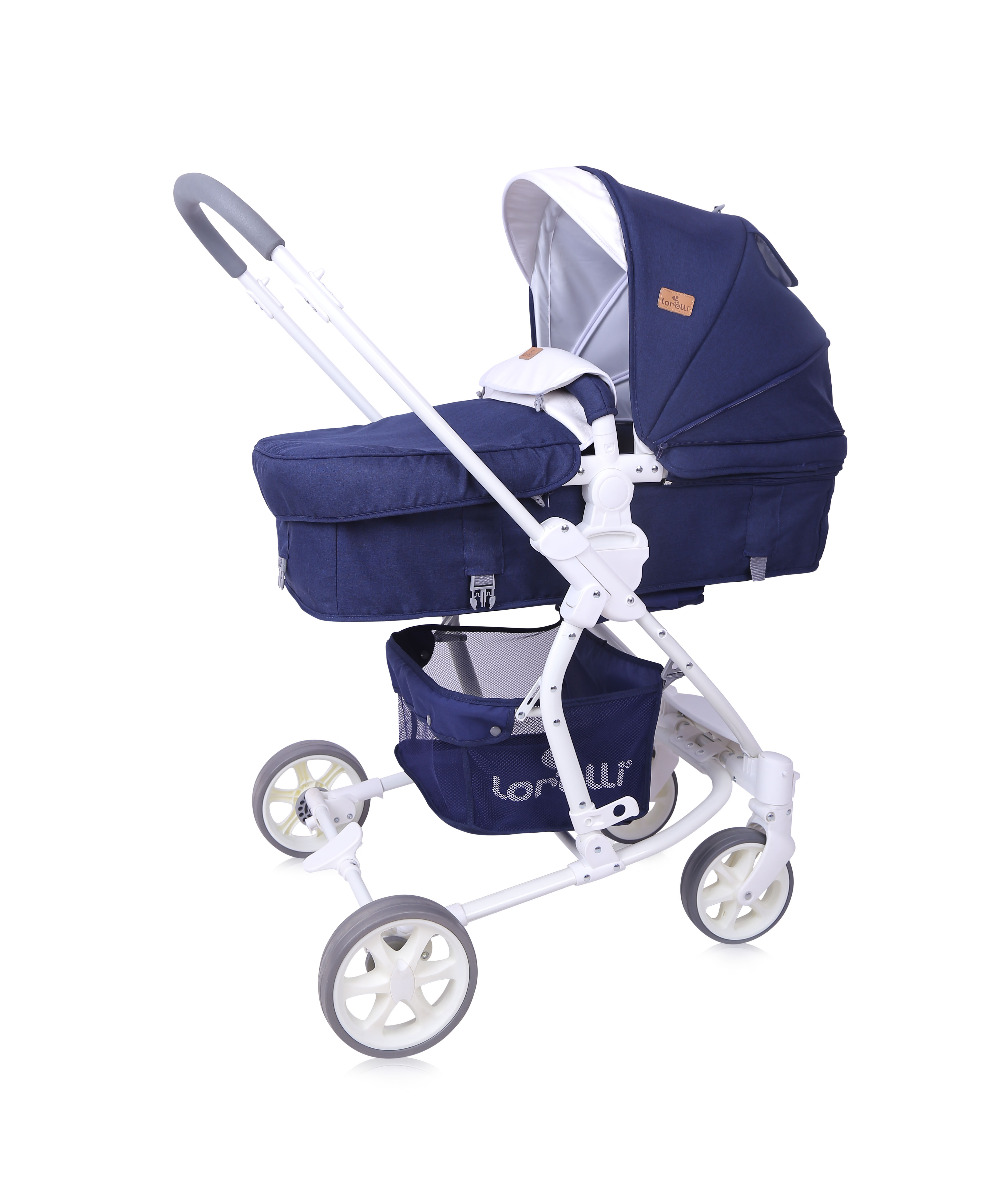 Carucior transformabil 2 in 1, Aster, Dark Blue Flowers image 2