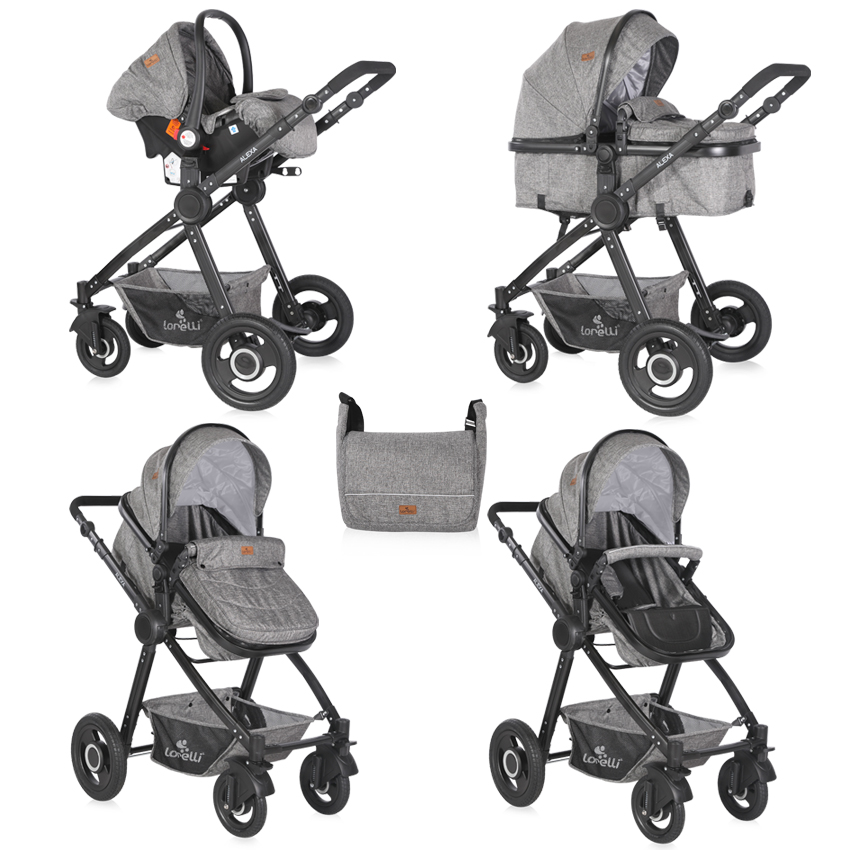 Carucior transformabil 3 in 1, Alexa, Dark Grey