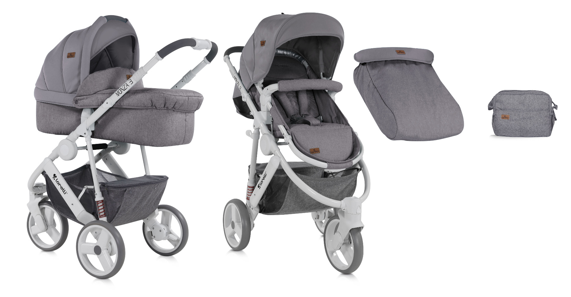 Carucior Set, Monza, landou inclus, cadru aluminiu, Grey