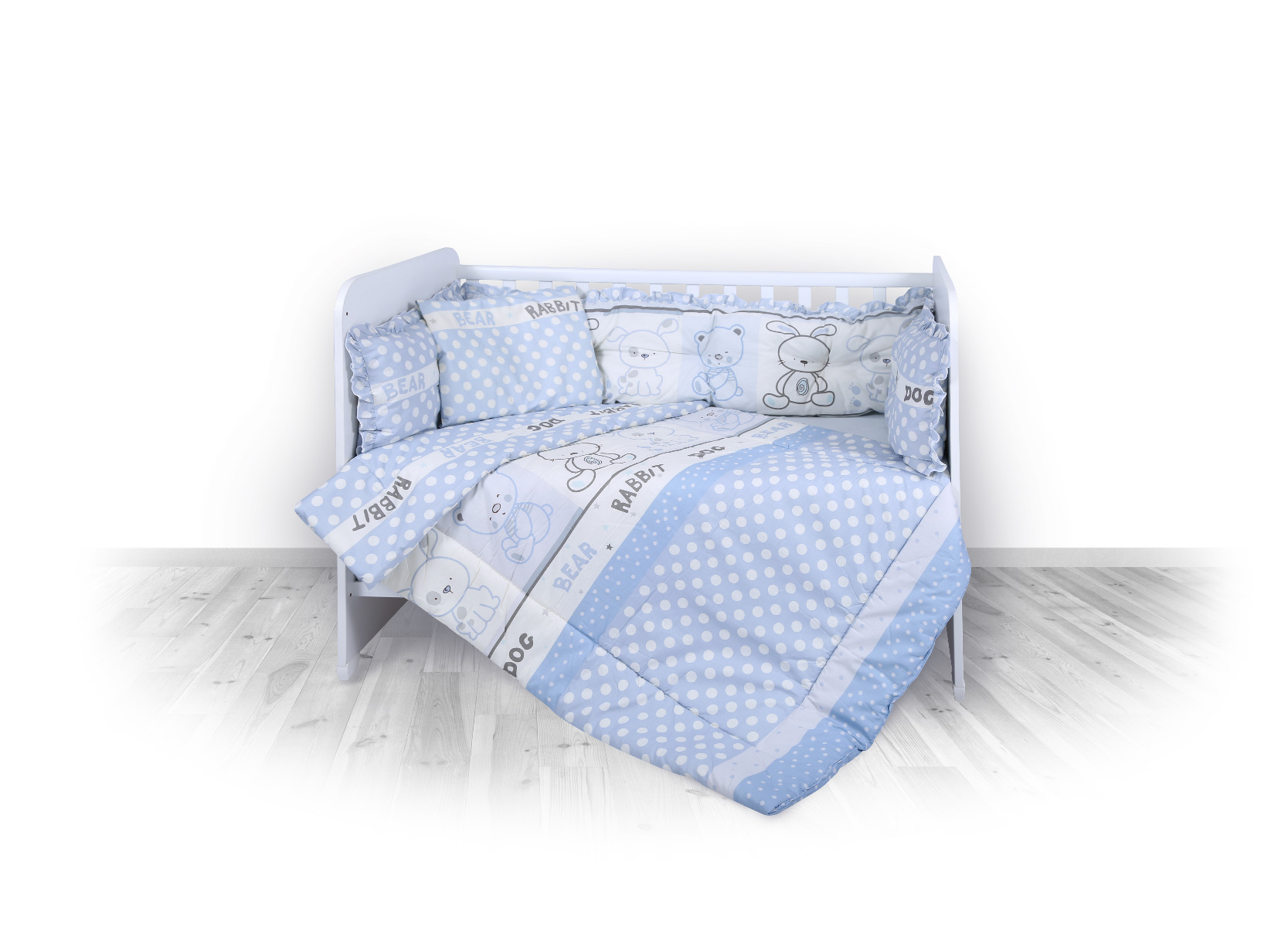 Set lenjerie pat bumbac  ranforce 8 piese 70 x 140 cm Friends Blue image 1