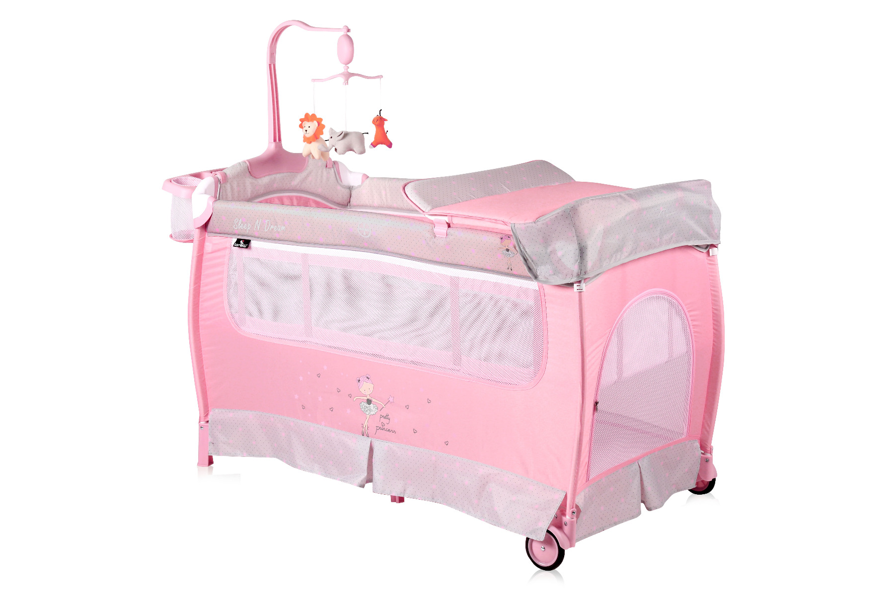 Patut pliabil, Sleep'n Dream, 2 nivele cu accesorii, Pink Ballet