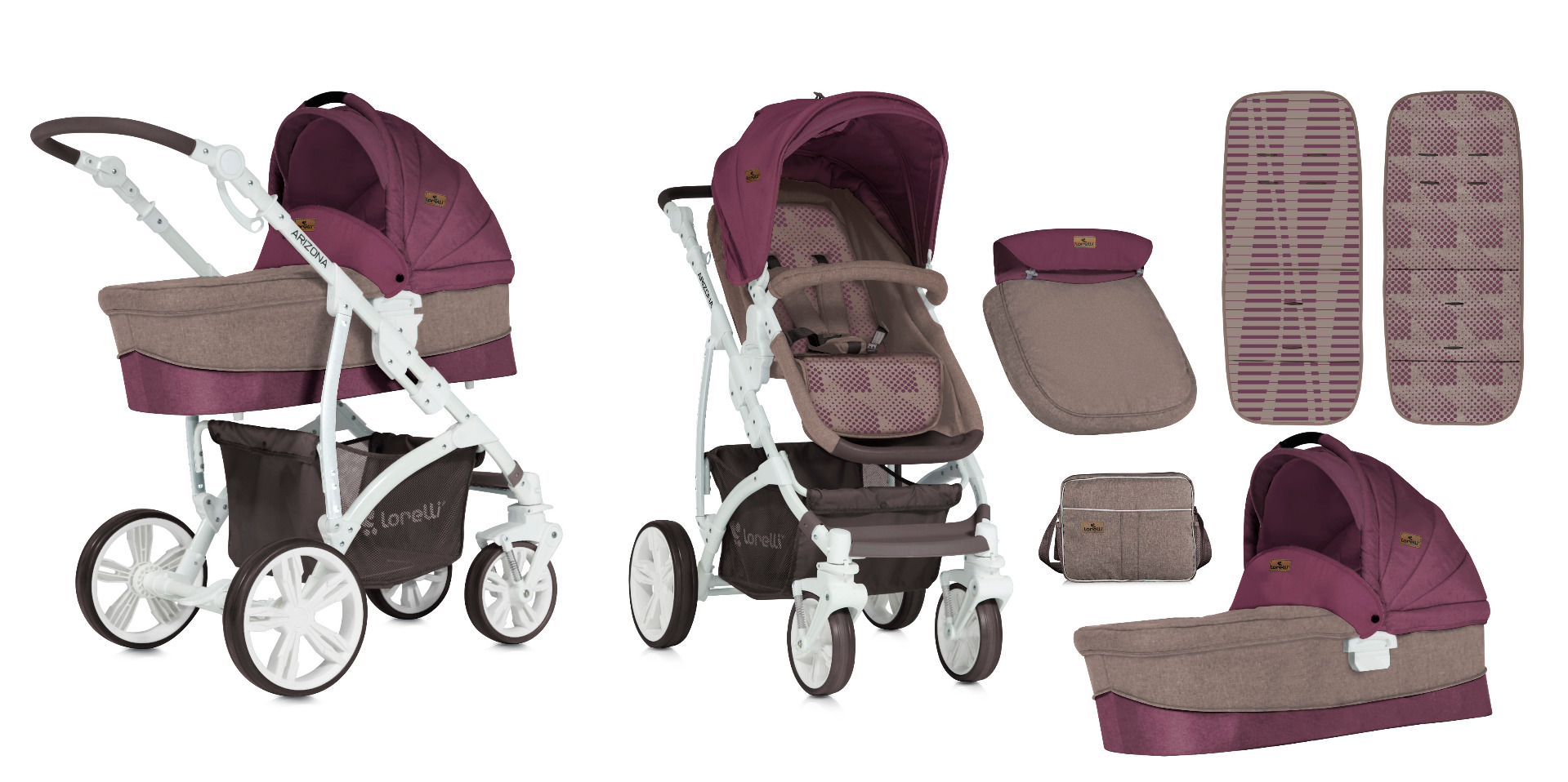 Carucior Set, Arizona, landou inclus, Beige & Red