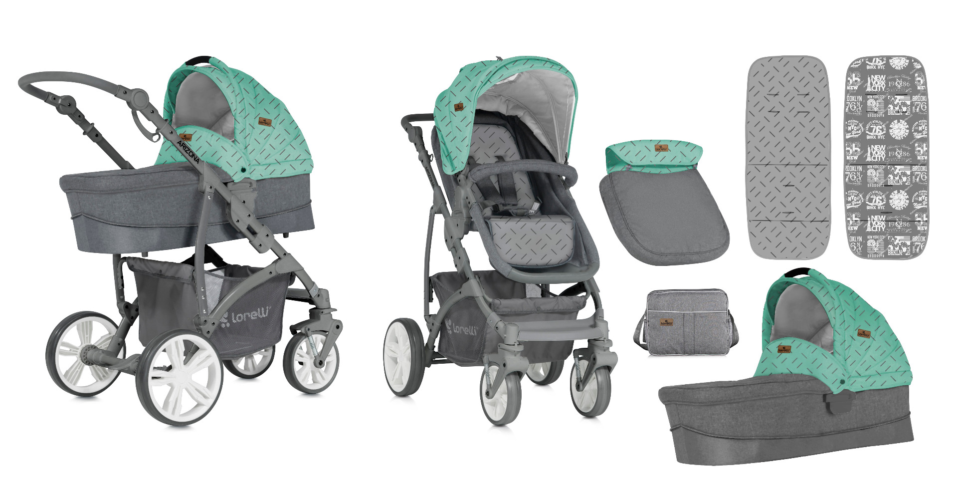 Carucior Set, Arizona, landou inclus, Green & Grey