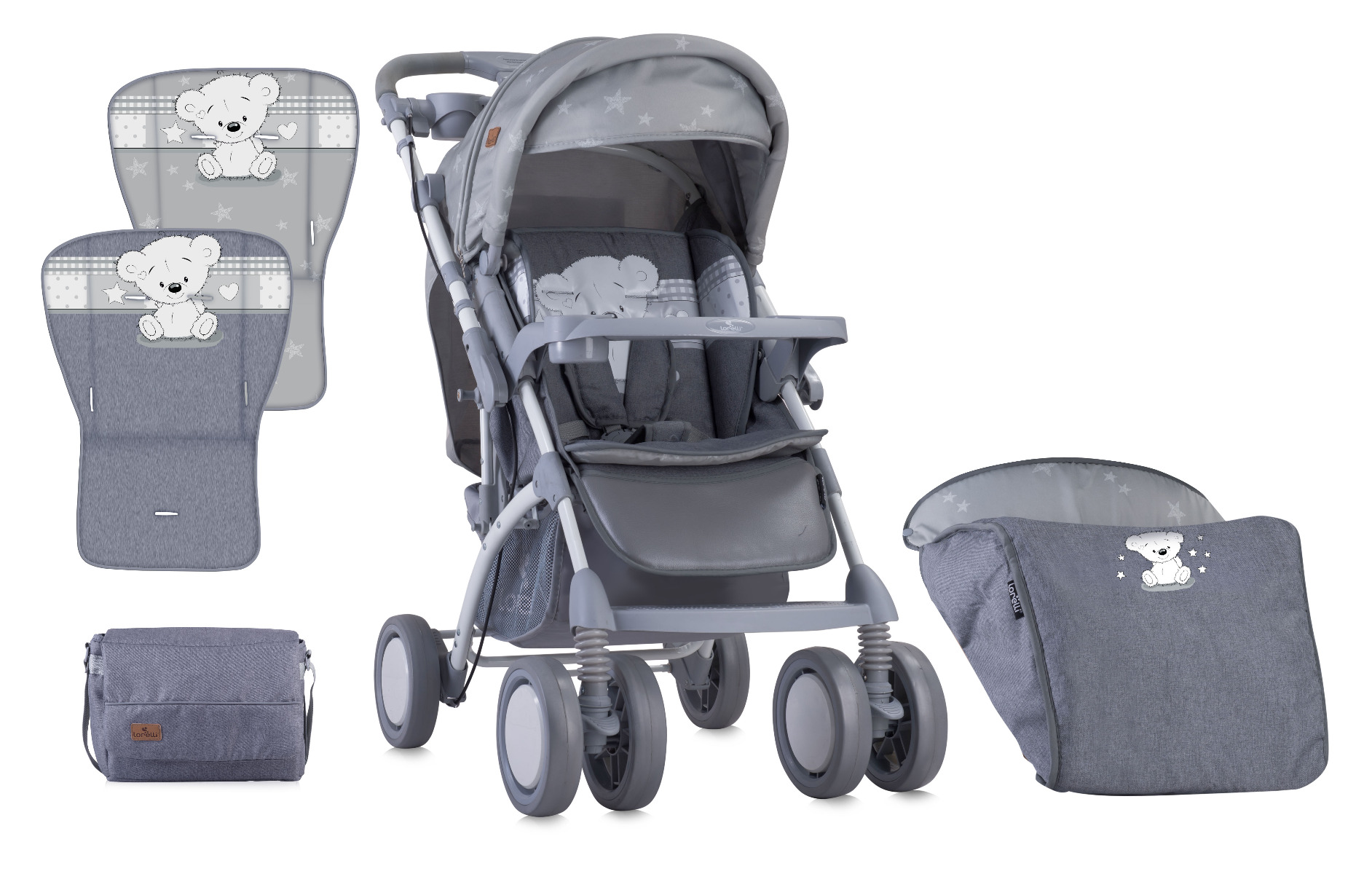 Carucior Landou, Toledo, maner reversibil, Grey My Teddy