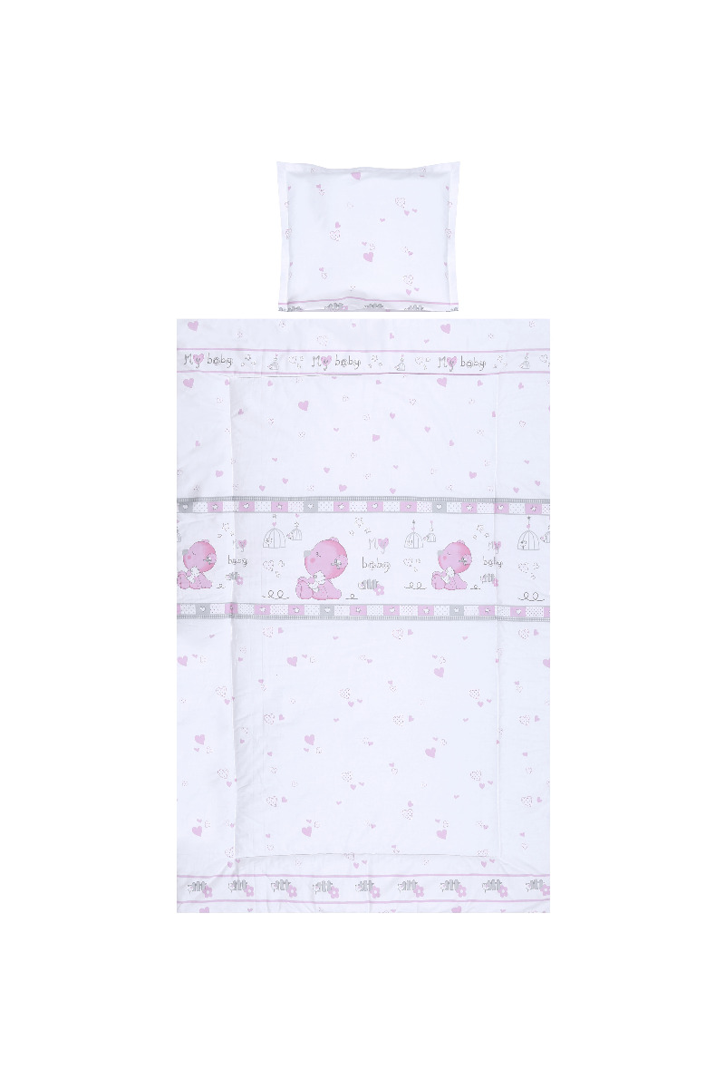 Set lenjerie pat 3 piese, bumbac ranforce, My Baby Pink