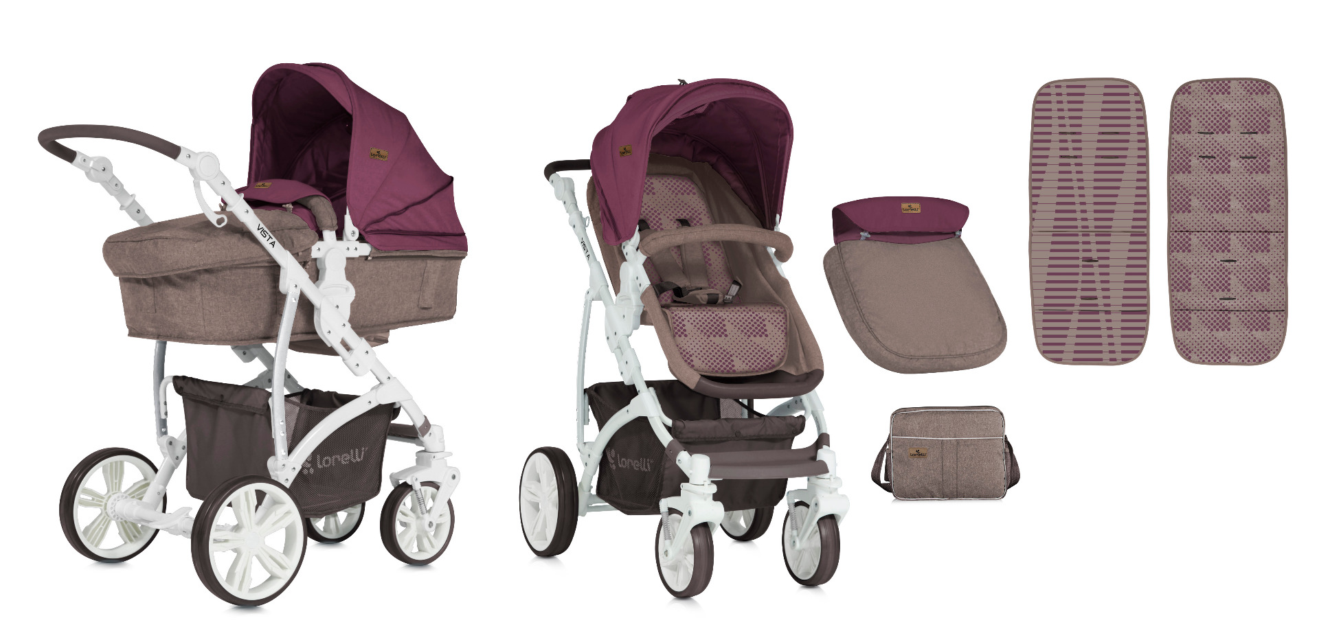 Carucior Sistem, Vista, landou transformabil, Beige & Red