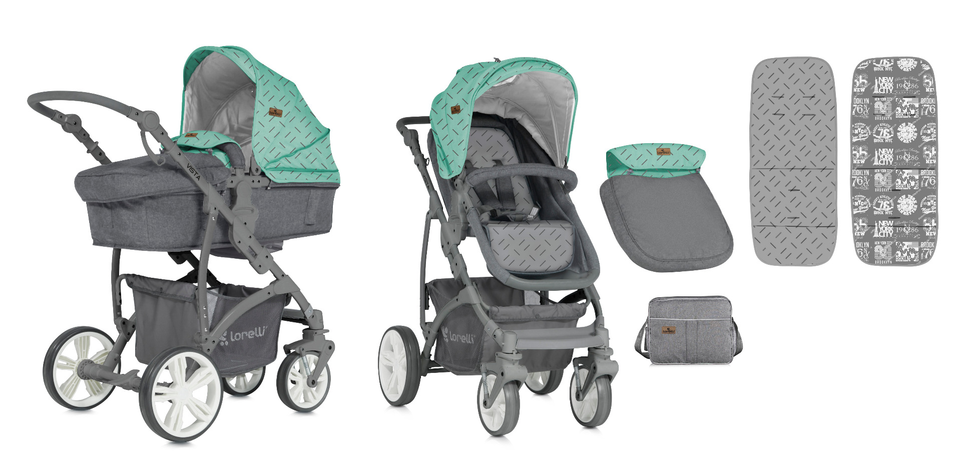 Carucior Sistem, Vista, landou transformabil, Green & Grey