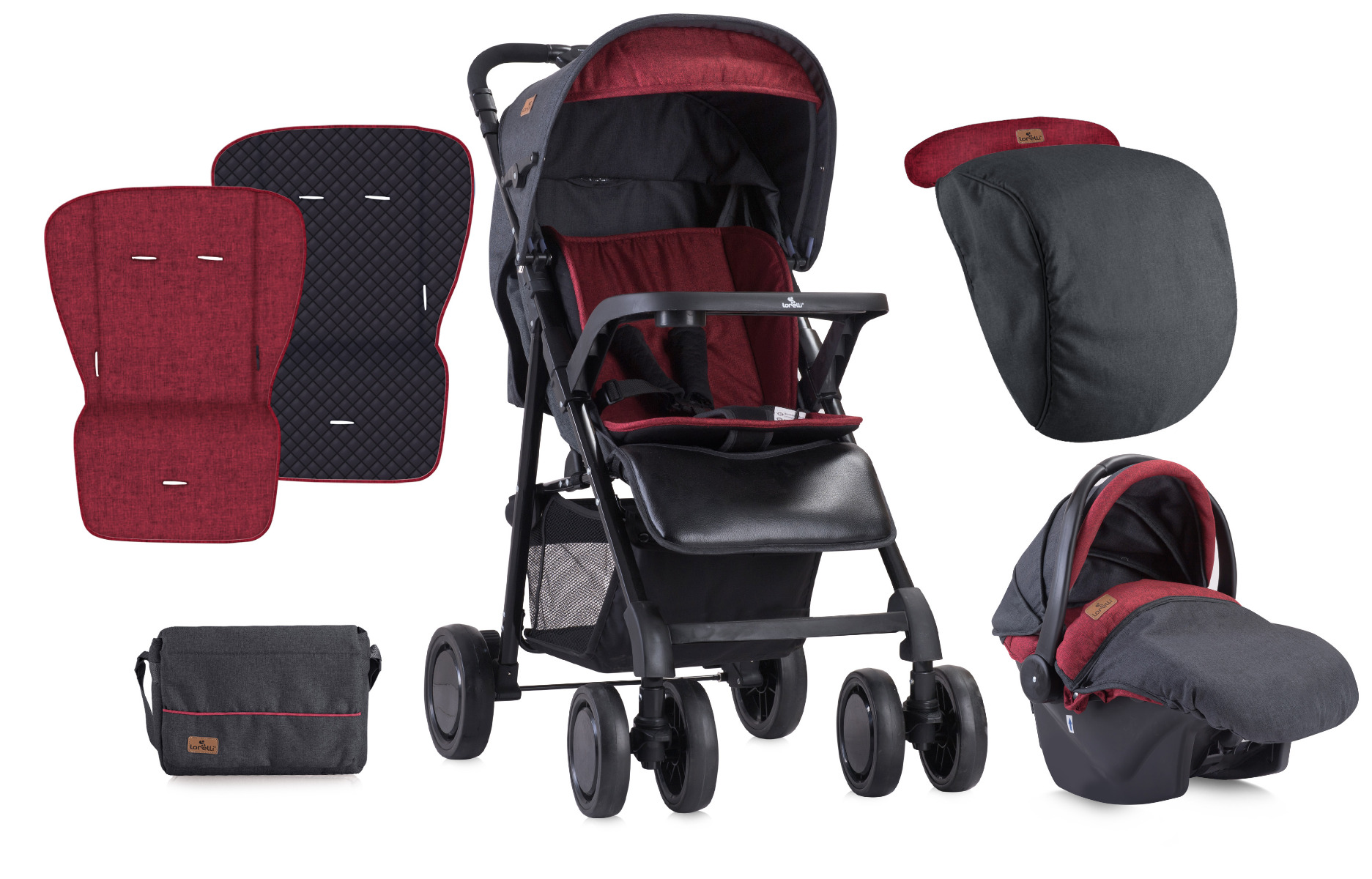 Carucior Set, Aero, cos auto inclus, Black & Red