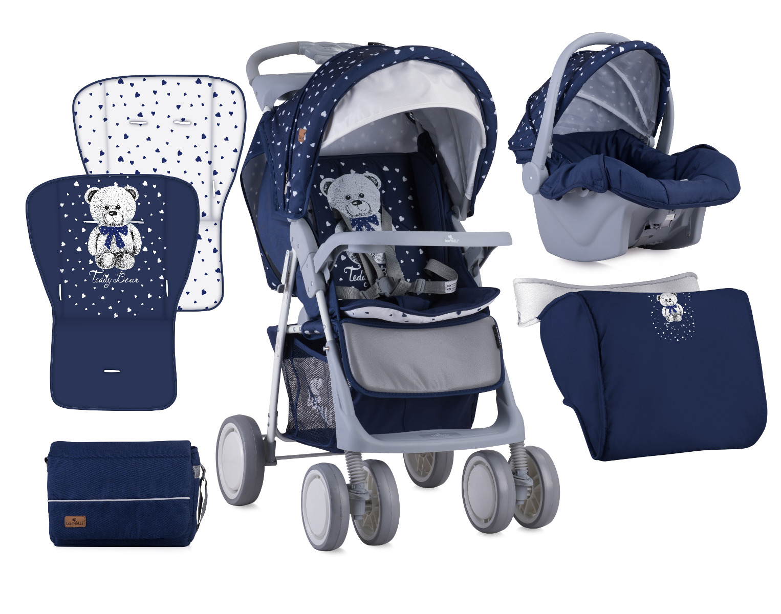 Carucior Set, Foxy, cos auto inclus, Dark Blue Teddy