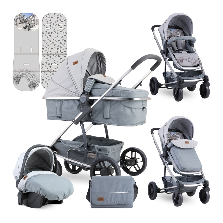 Carucior transformabil 3 in 1, S 500, cos auto inclus, Grey Venice