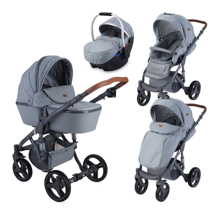 Carucior Set 2 in 1, Rimini, cadru aluminiu, Grey Triangles