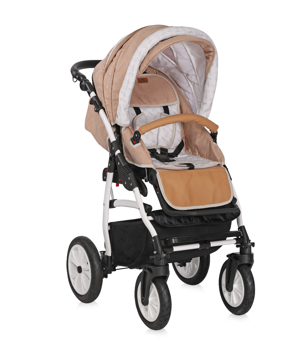 Carucior set 3 in 1, Kara, cadru aluminiu, roti cu camera, Light & Dark Beige image 3