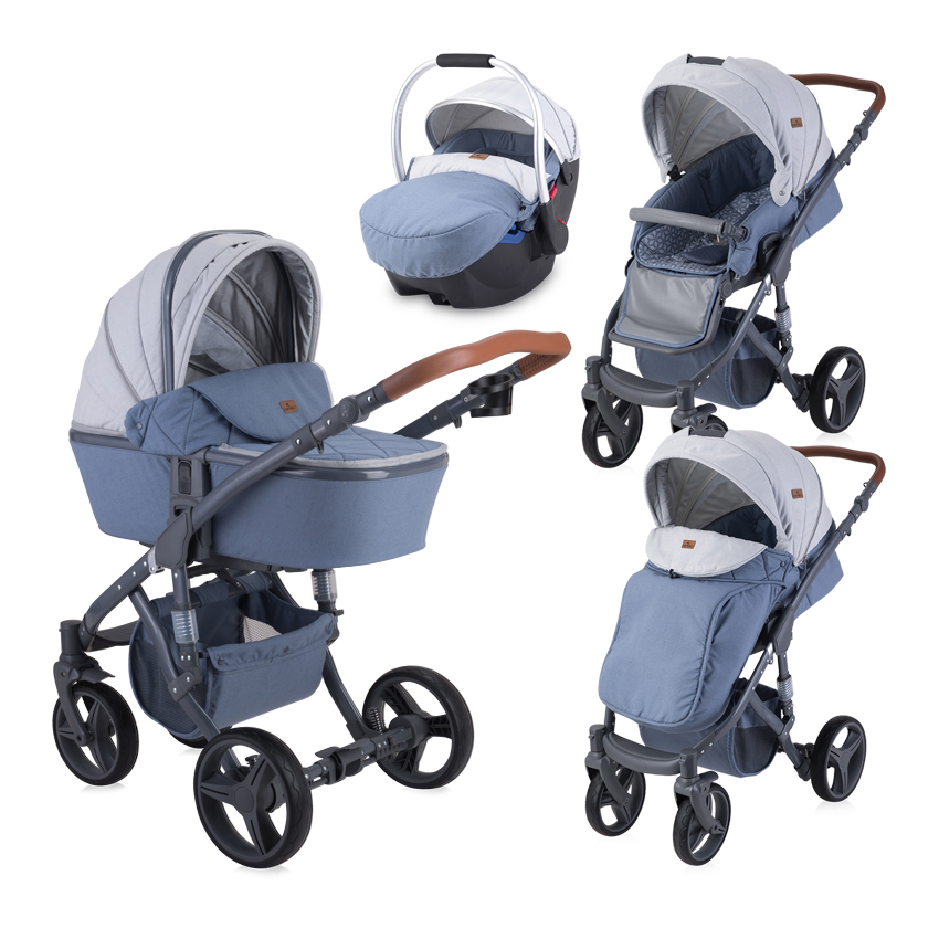 Carucior Set 2 in 1, Rimini, cadru aluminiu, Grey Rhombs