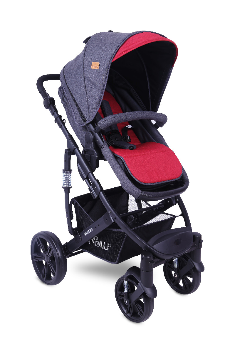 Carucior transformabil 2 in 1, Verso, cadru aluminiu, Black & Red image 1