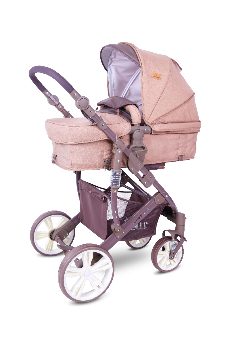 Carucior transformabil 2 in 1, Verso, cadru aluminiu, Beige & Brown image 2