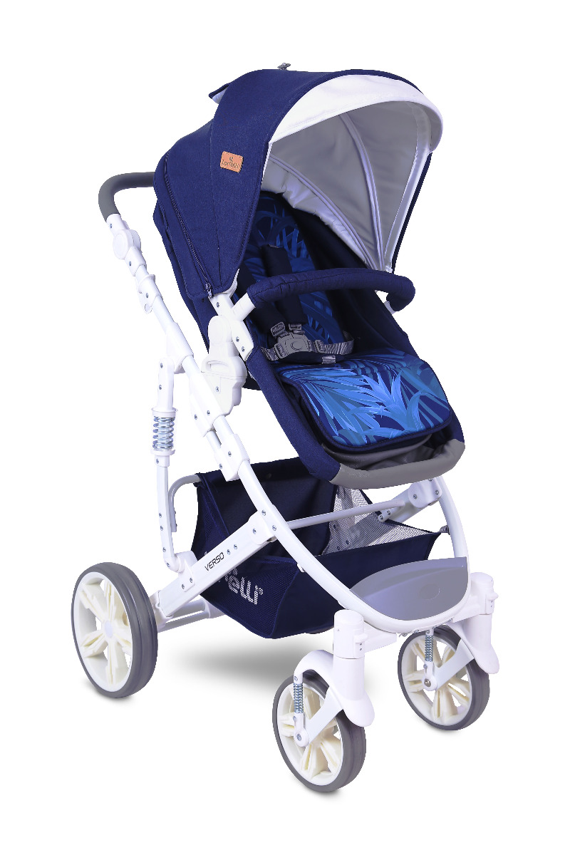 Carucior transformabil 2 in 1, Verso, cadru aluminiu, Dark Blue Flowers image 1