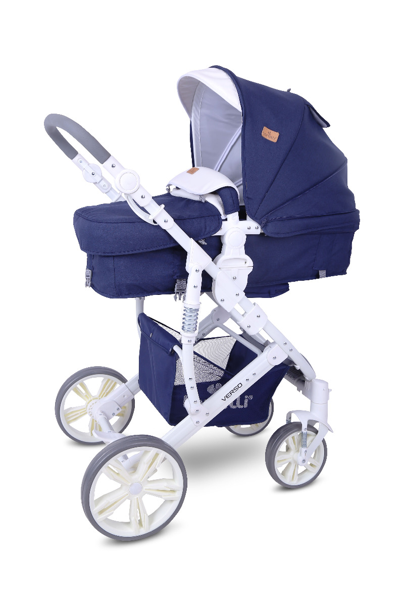 Carucior transformabil 2 in 1, Verso, cadru aluminiu, Dark Blue Flowers image 2