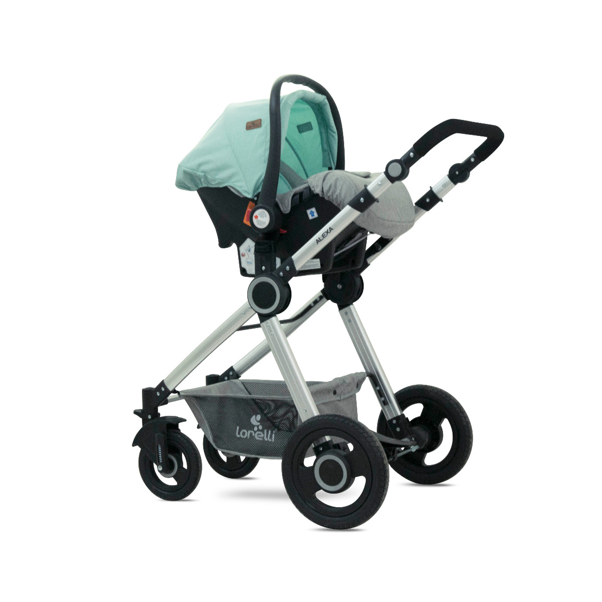 Carucior transformabil 3 in 1, Alexa, Green & Grey Birds image 7