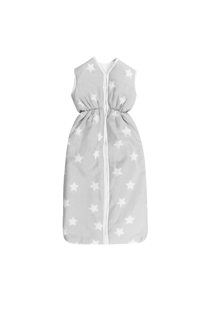 Sac de dormit de vara, 95 cm, bumbac ranforce, Stars Grey