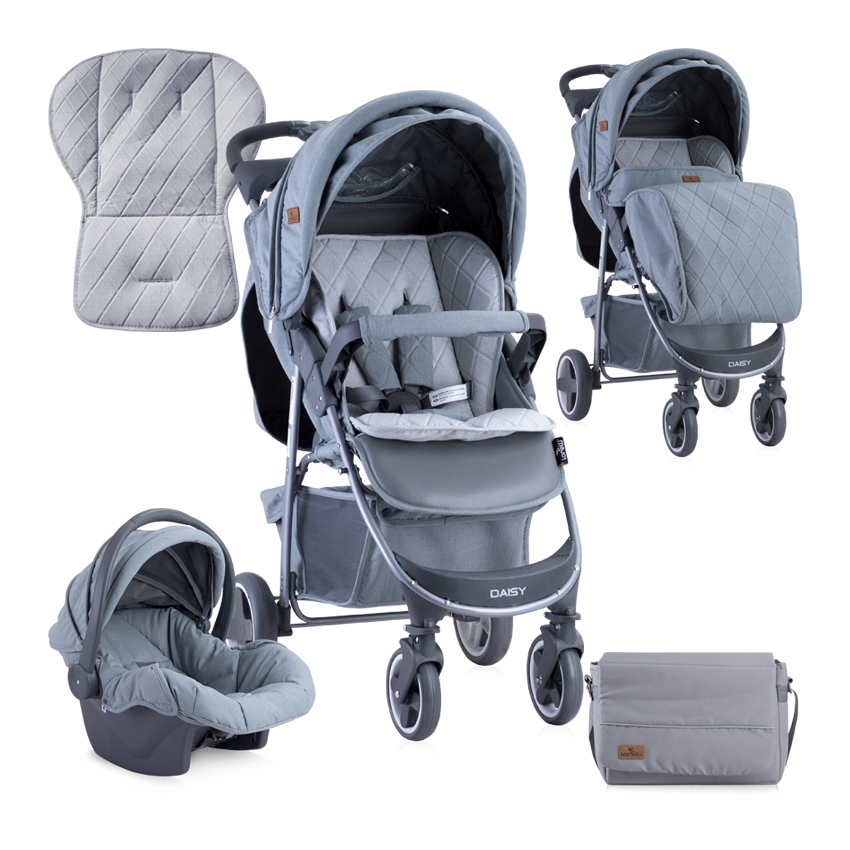 Carucior set 2 in 1, Daisy, cos auto inclus, Grey 