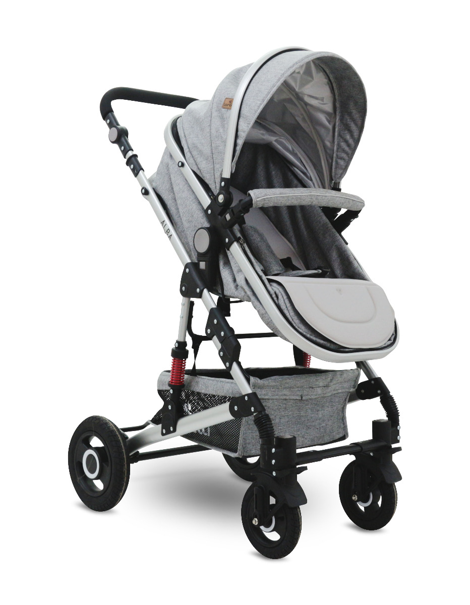 Carucior transformabil 2 in 1, Alba, roti cauciuc, Light Grey image 2