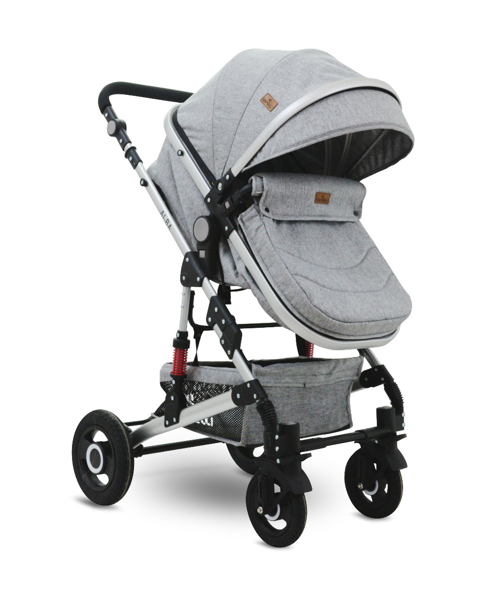 Carucior transformabil 2 in 1, Alba, roti cauciuc, Light Grey image 3