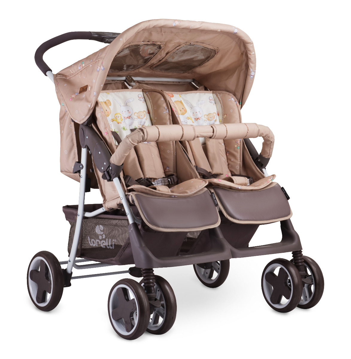 Carucior pentru gemeni, Twin, Beige Bear Party