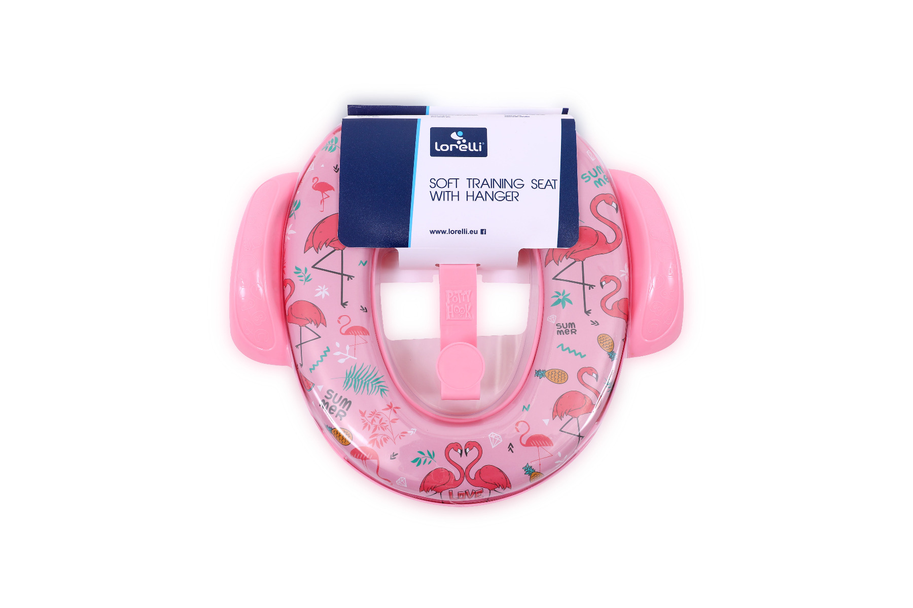 Reductor moale pentru toaleta, cu manere, antialunecare, Flamingo Pink image 2