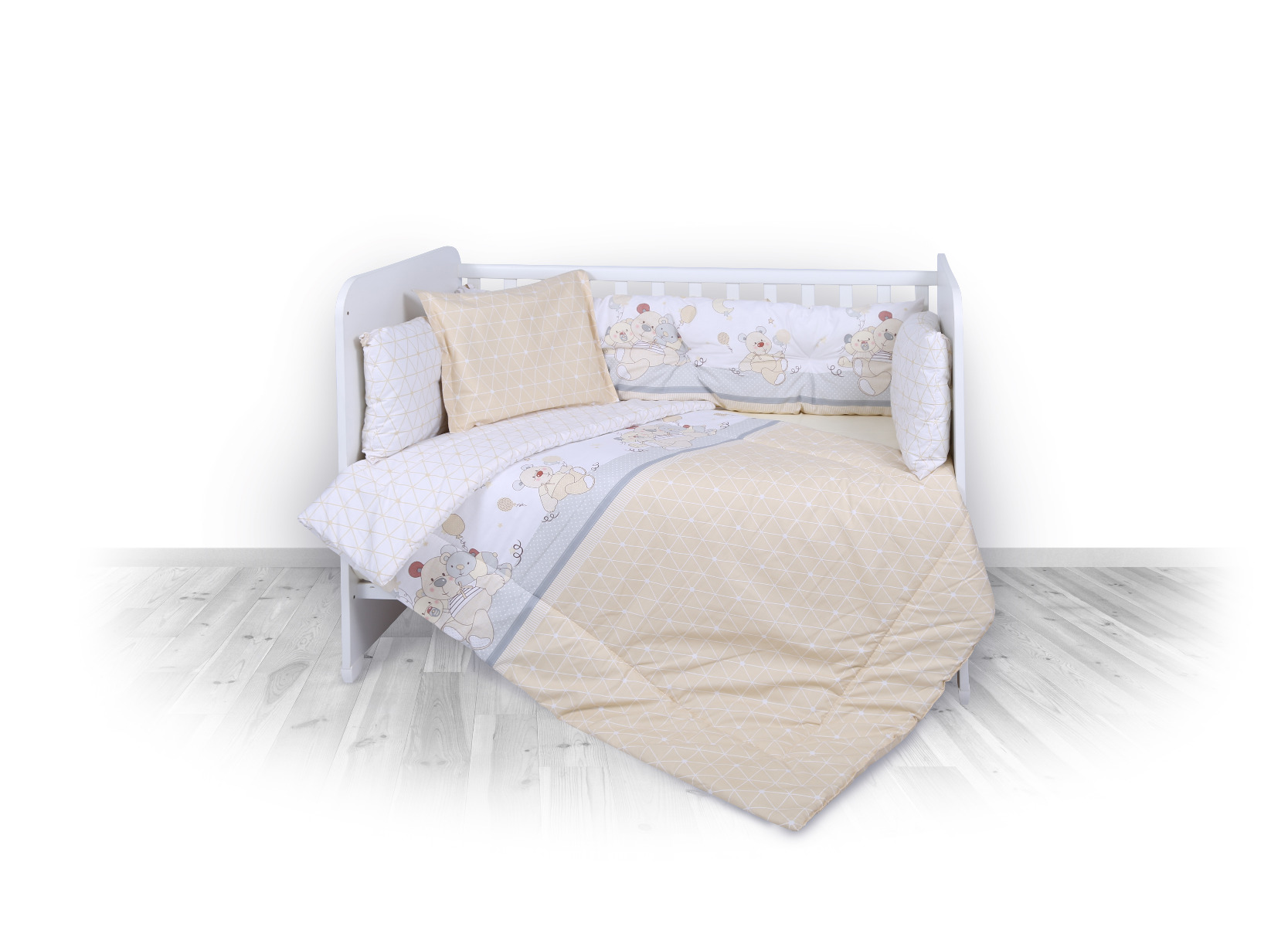 Set lenjerie pat 7 piese, bumbac ranforce, Lily, Bear Beige