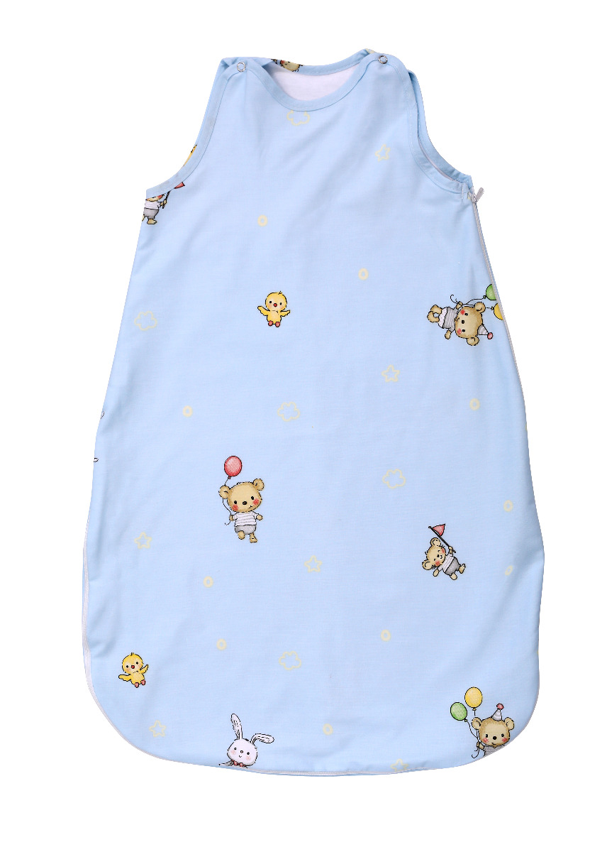 Sac de dormit de iarna, 80 cm, bumbac ranforce, Bear Party Blue