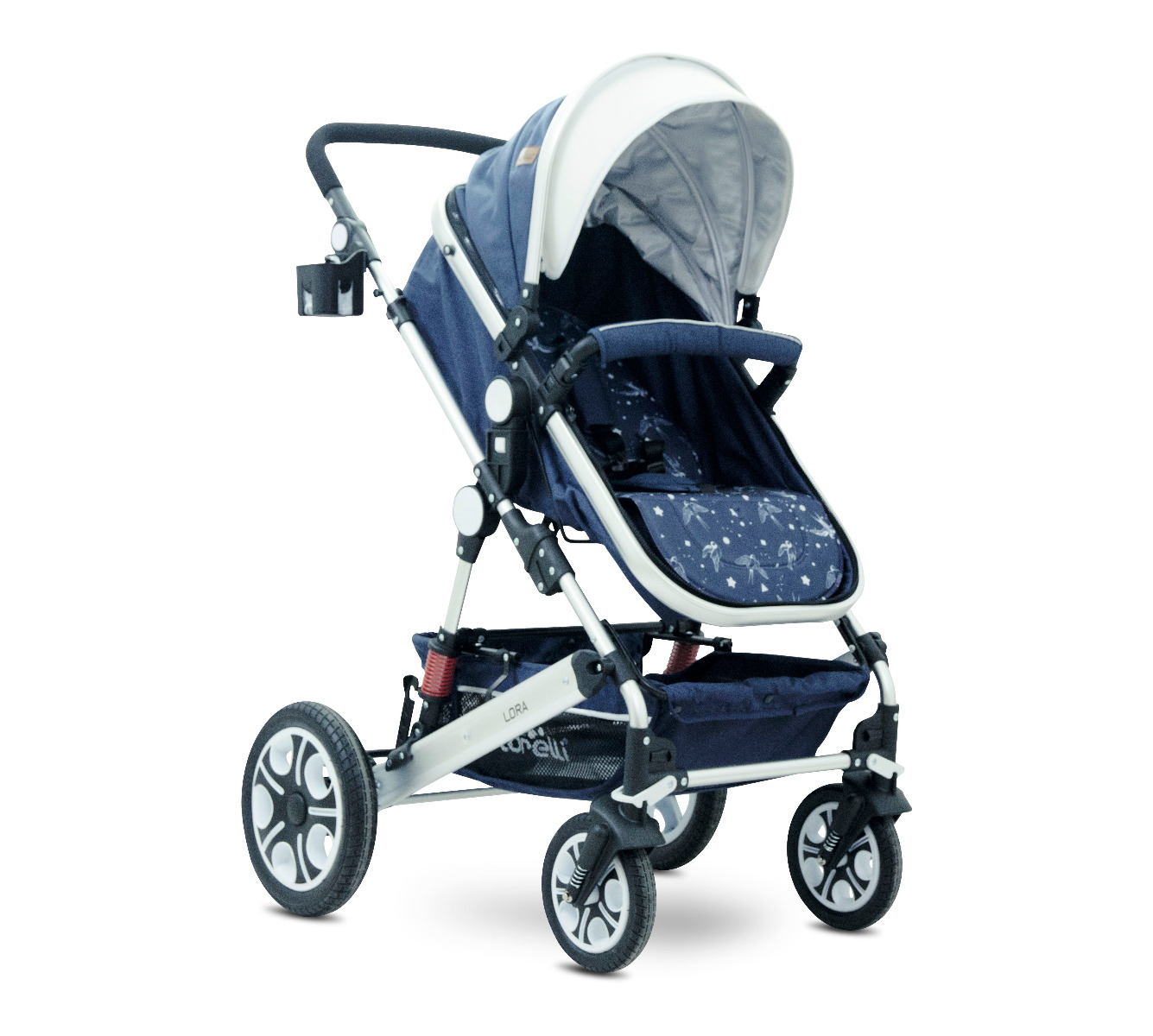 Carucior transformabil 2 in 1, Lora, Dark Blue Birds