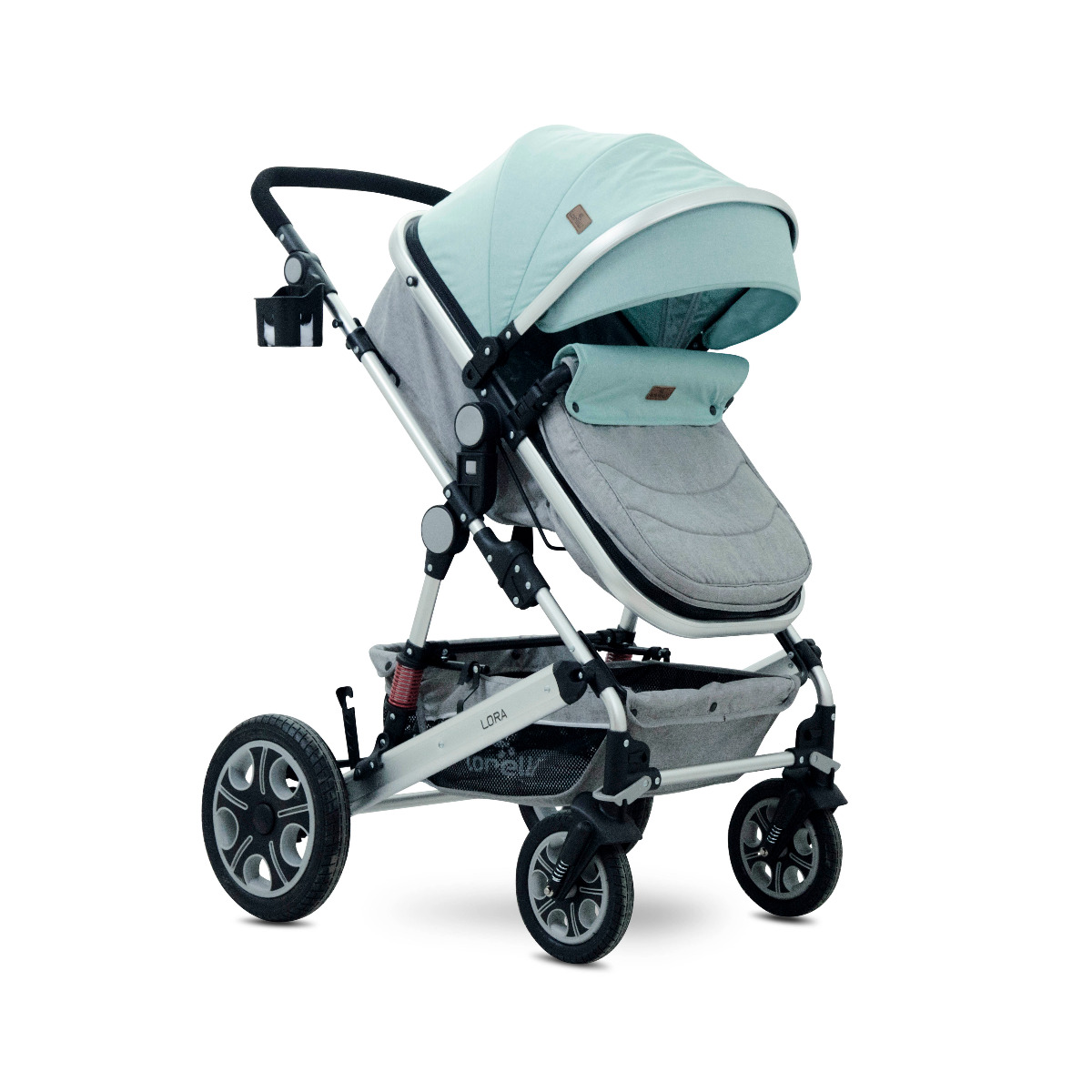 Carucior transformabil 2 in 1, Lora, Green & Grey Birds image 1