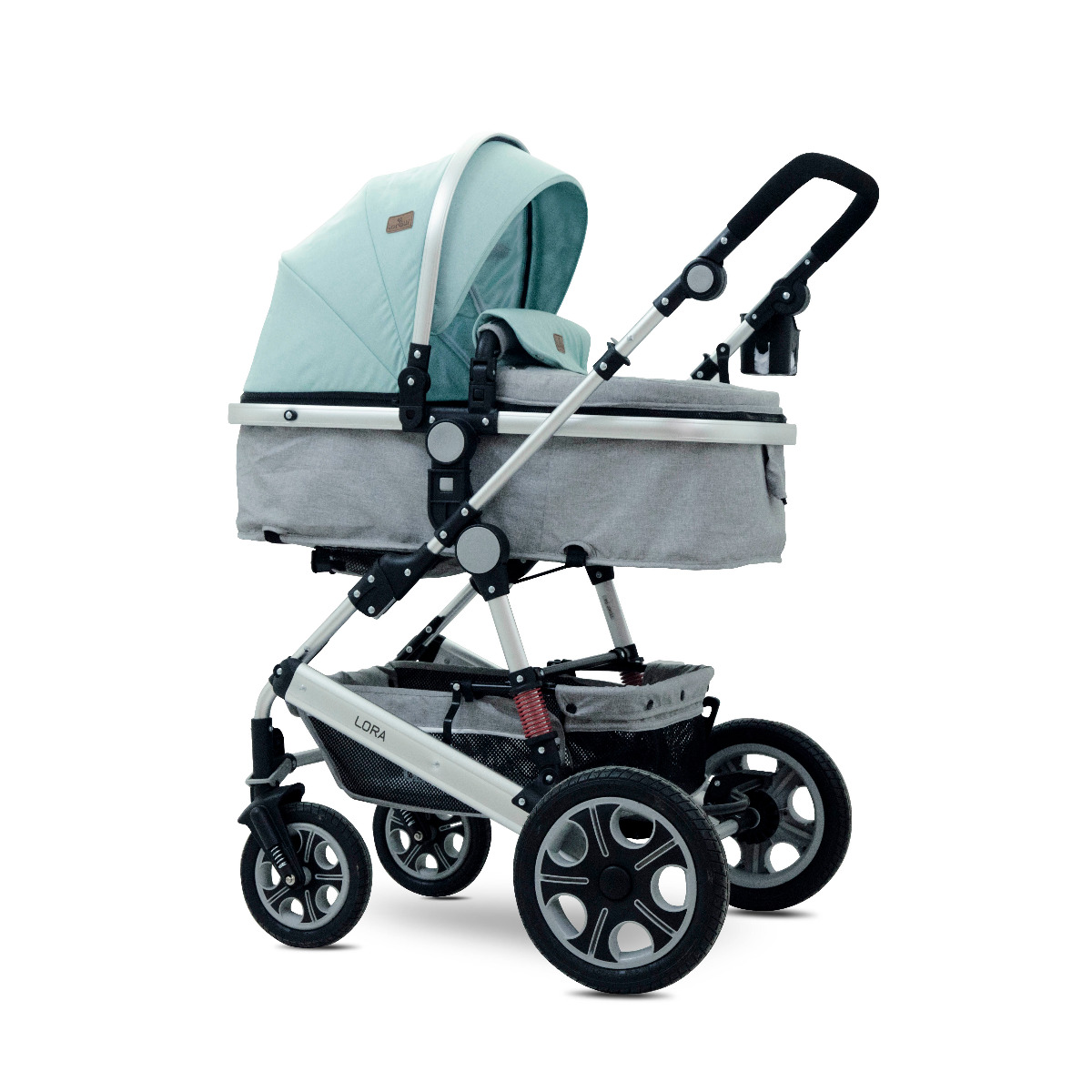 Carucior transformabil 2 in 1, Lora, Green & Grey Birds image 2