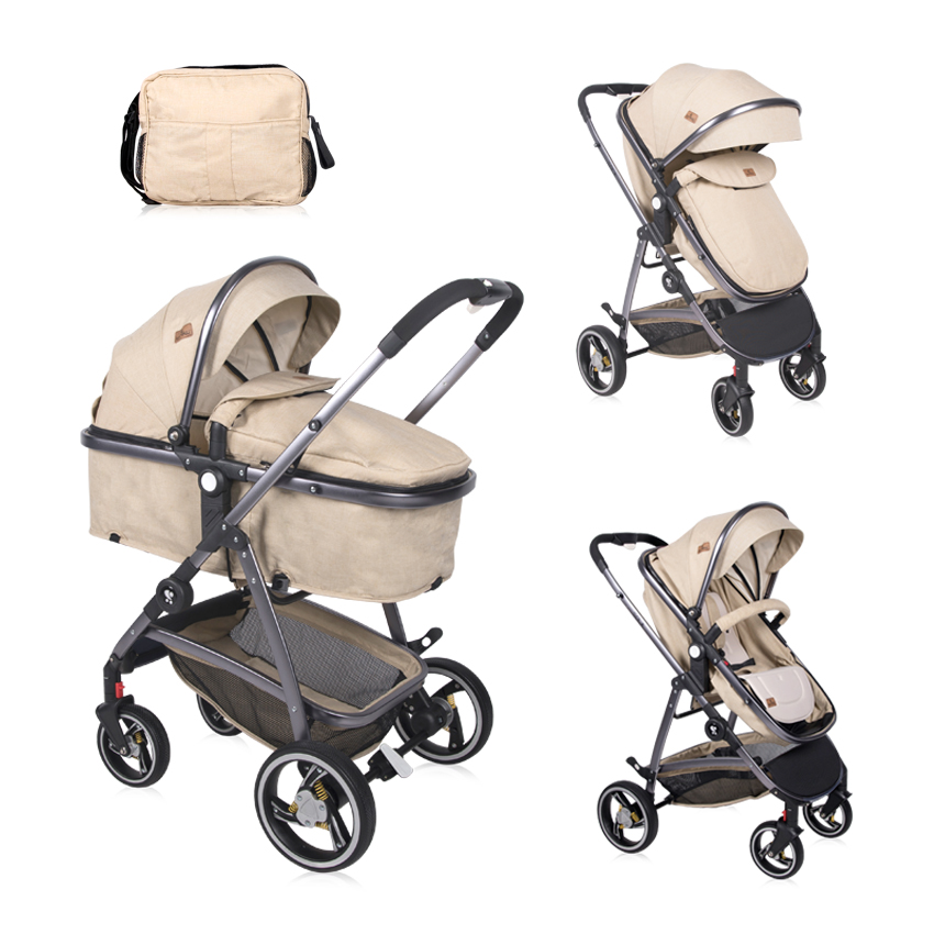 Carucior transformabil 3 in 1, Sola, cos auto inclus, cadru aluminiu, Beige image 6