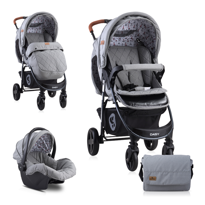 Carucior Set, Daisy, cos auto inclus, Dark Grey Lighthouse